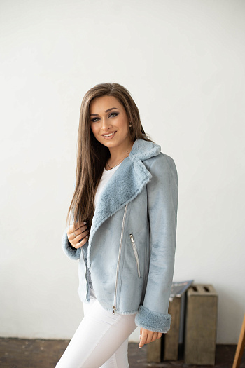 2 Дублёнка женская демисезонная  22560  (голубой) 