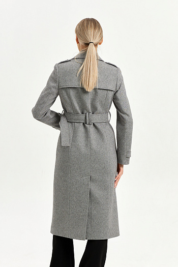 2 Пальто женское демисезонное 25797 (серый/ёлочка)