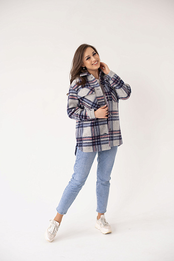 2 Рубашка женская демисезонная 22907 (синий/клетка)