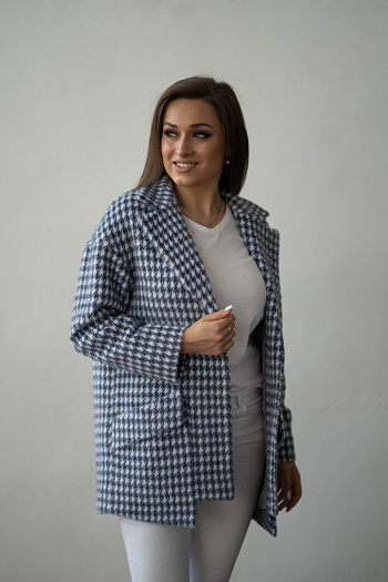 2 Пальто женское демисезонное 22730  (grey blue) 