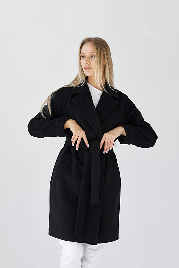 10 Пальто женское демисезонное 25990 (черный ворсовый)