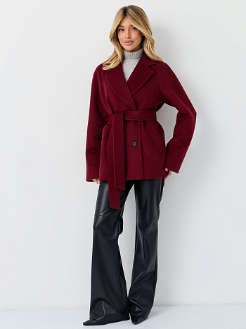 3 Пальто женское демисезонное 27220 (вино ворсовый)