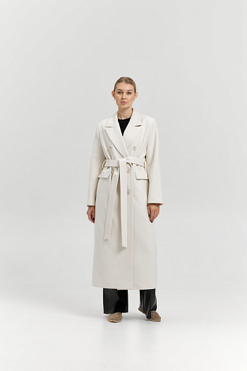 5 Пальто женское демисезонное 26326 (молочный/рубчик)