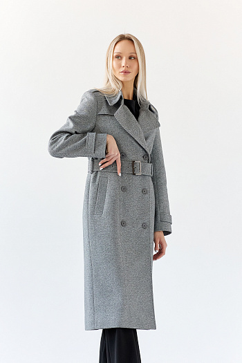 6 Пальто женское демисезонное 25797 (пепельный/ёлочка)
