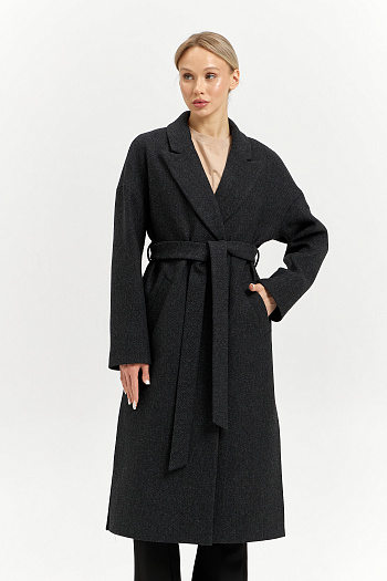 6 Пальто женское демисезонное 26820 (серый/диагональ)