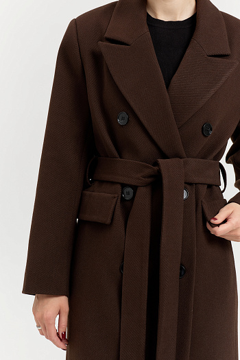 2 Пальто женское демисезонное 26326 (шоколад/рубчик)