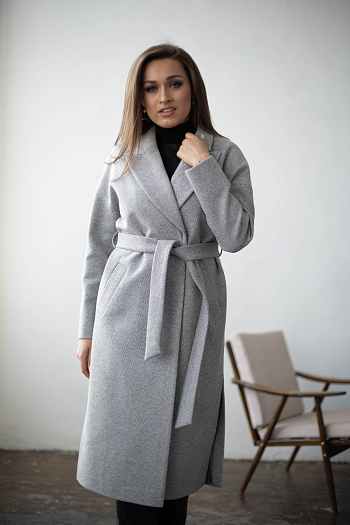 4 Пальто женское демисезонное 21820  (серый/диагональ) 