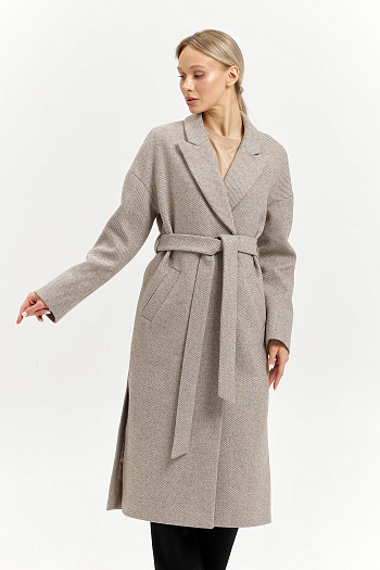 6 Пальто женское демисезонное 26820 (бежевый/диагональ)