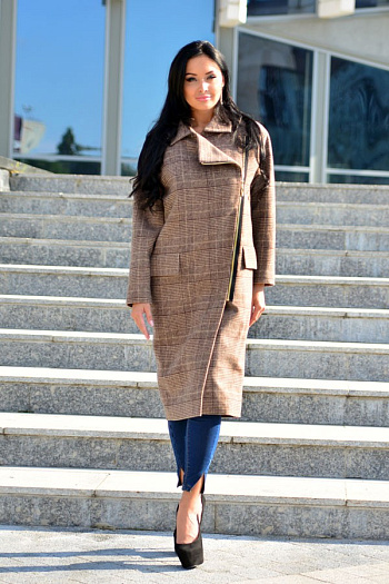 3 Пальто 18800  (клетка (корич/бел)) 