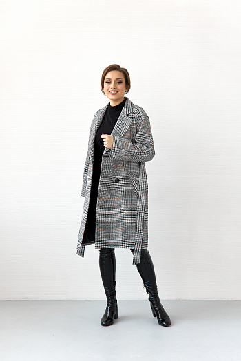 6 Пальто женское демисезонное 23220 (клетка michel)