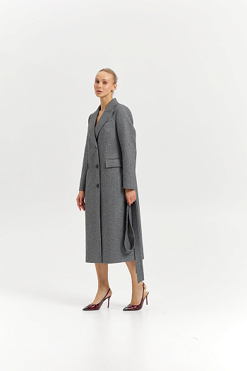 6 Пальто женское демисезонное 27210 (пепельный/ёлочка)