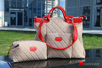 3 Сумка S0020 Св.беж.+красн.