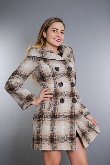 2 Пальто 028  (беж./клетка) 