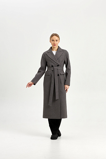 2 Пальто женское демисезонное 26102 (серый точка)