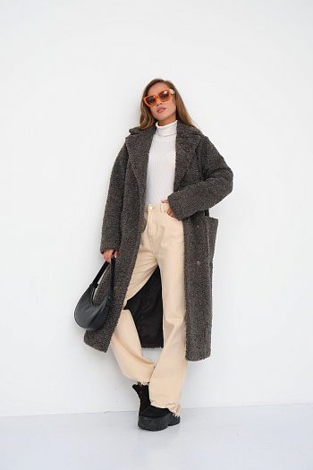 8 Шубка утеплённая 24558 (серо-зелёный)