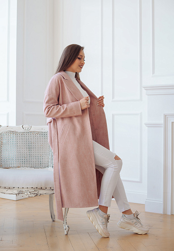 2 Пальто женское демисезонное 21820 (розовый рубчик)