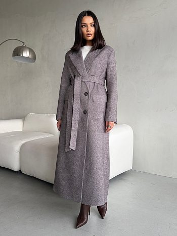 3 Пальто женское демисезонное 26830  (коричневый/ёлочка)