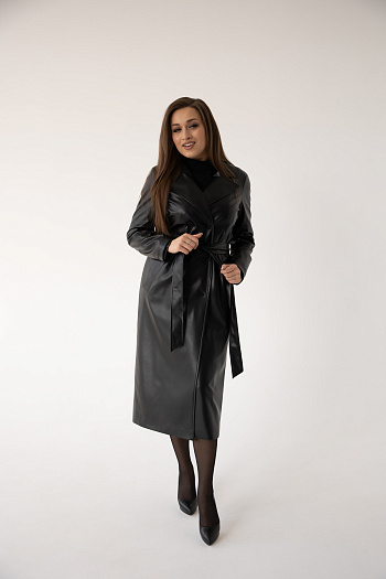 5 Плащ женский 1115 (черный/экокожа)