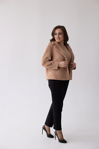 4 Пальто женское демисезонное 24108 (кэмел/тедди)