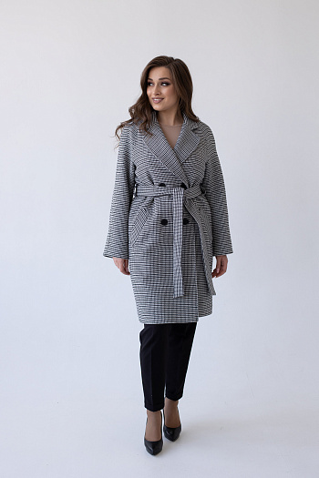 2 Пальто женское демисезонное 23220 (клетка 01)