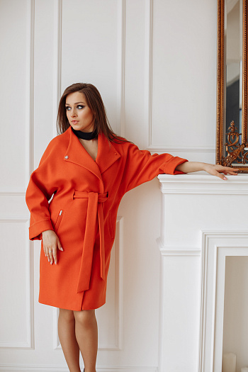 2 Пальто женское демисезонное 20110  (охра) 