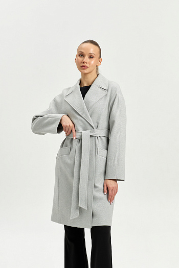 7 Пальто женское демисезонное 25885 (сильвер/ёлочка)