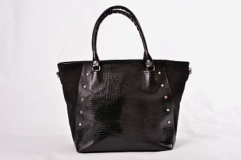 4 Сумка 1720-2 Черный (рептилия+замша)