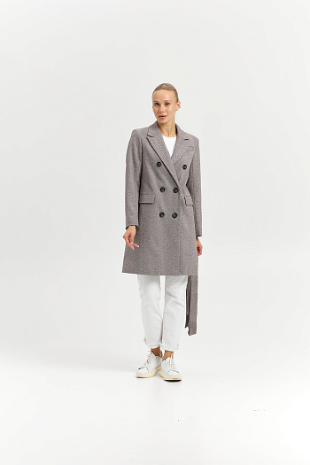 4 Пальто женское демисезонное 26897 (коричневый/ёлочка)