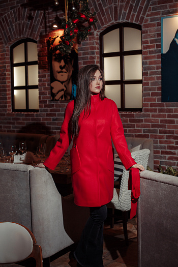 3 Пальто 19101/пояс  (коралл) 