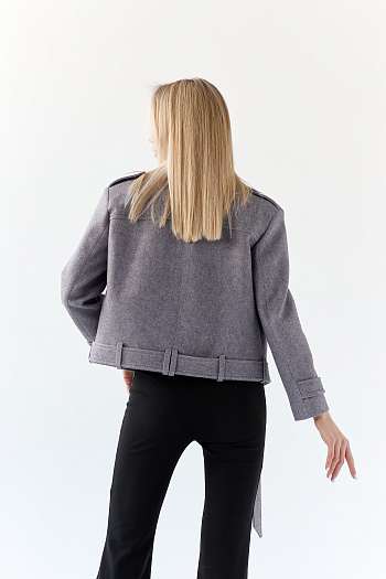 12 Полупальто женское демисезонное 25999 (серый/рубчик)