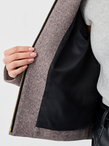 4 Пальто женское демисезонное 28000 (коричневый/ёлочка)