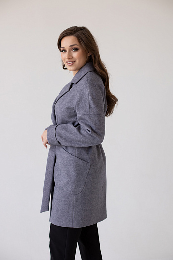 3 Пальто женское демисезонное 22400 (серый/рубчик)
