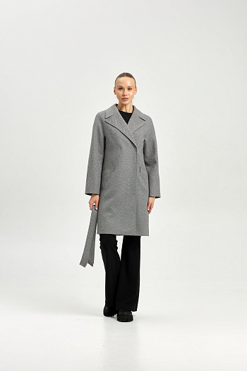 2 Пальто женское демисезонное 25885 (серый ёлочка)