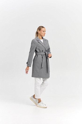 3 Пальто женское демисезонное 25570 (пепельный/ёлочка)