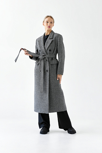 3 Пальто женское демисезонное 26326 (черно-белый/ёлочка)