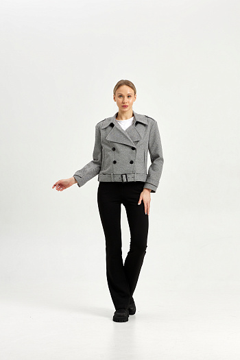 3 Полупальто женское демисезонное 25999 (серый/ёлочка)