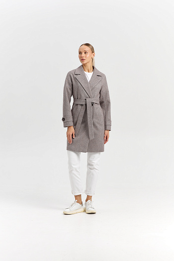 4 Пальто женское демисезонное 22970 (коричневый/ёлочка)