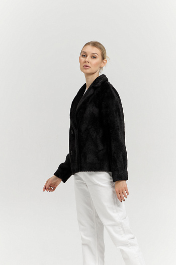 3 Пальто женское демисезонное 24108 (черный/тедди)