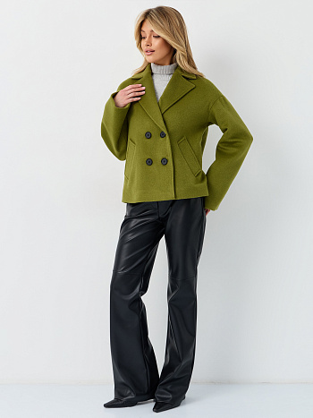 2 Пальто женское демисезонное 27332 (лайм ворсовый)