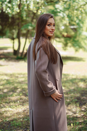 2 Пальто женское демисезонное 22555  (кофе)