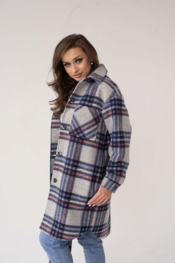 4 Рубашка женская демисезонная 23200 (синий/клетка)