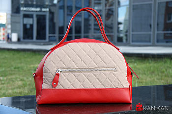 3 Сумка S0015 Св.беж.+красн.