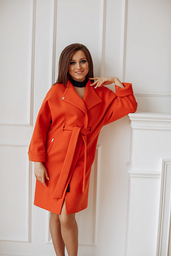 4 Пальто женское демисезонное 20110  (охра) 