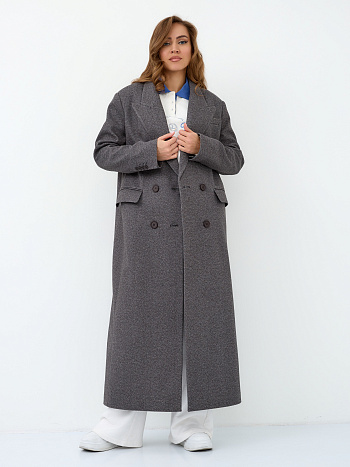 2 Пальто женское демисезонное 26830 (серый точка)