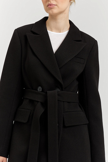 2 Пальто женское демисезонное 26895 (черный/рубчик)