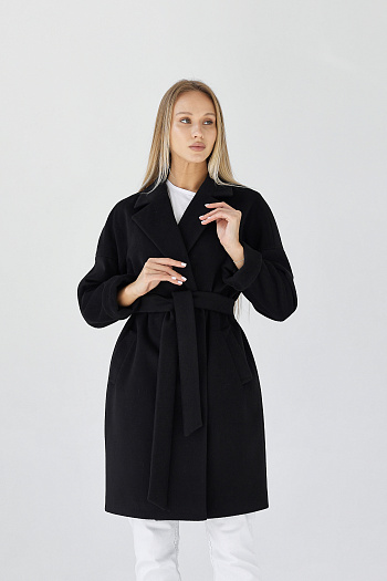 4 Пальто женское демисезонное 25990 (черный ворсовый)