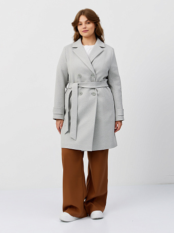 2 Пальто женское демисезонное 25570 (сильвер/ёлочка)