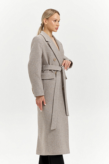 9 Пальто женское демисезонное 26326 (бежевый/диагональ)