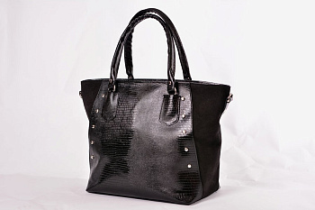 3 Сумка 1720-2 Черный (рептилия+замша)