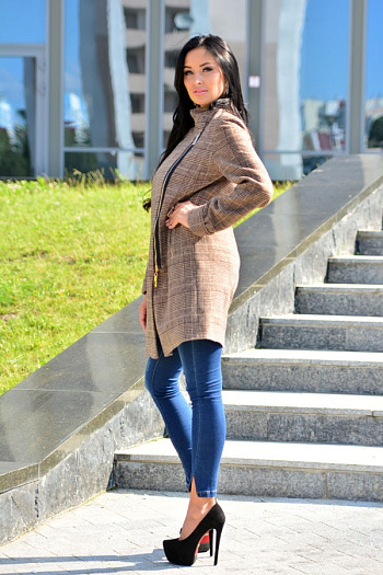 4 Пальто 18840  (клетка (корич/бел)) 